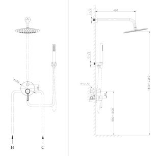 Душевая система скрытого монтажа Raiber Graceful RPB-005 чёрный матовый